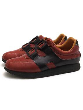 Hermes Sneakers Low-Cut Leather Red Brown